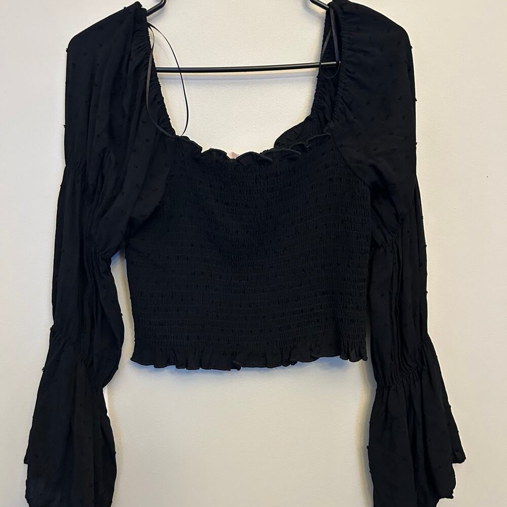 Black Long Sleeve Cropped Shirt